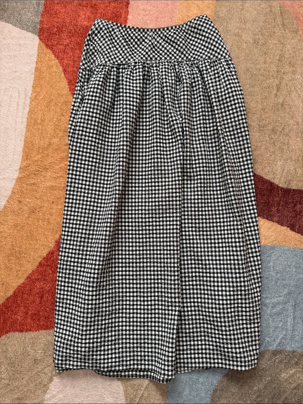 Uniqlo Black and White Gingham Maxi Skirt